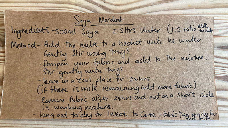 Instructions for treating fabric using soya